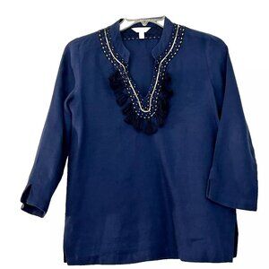 Lilly Pulitzer Amelia Island Linen Top size Small in True Navy